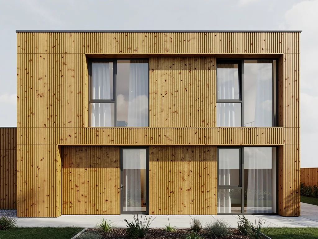Bardage bois vertical posé sur une isolation extérieure ventilée